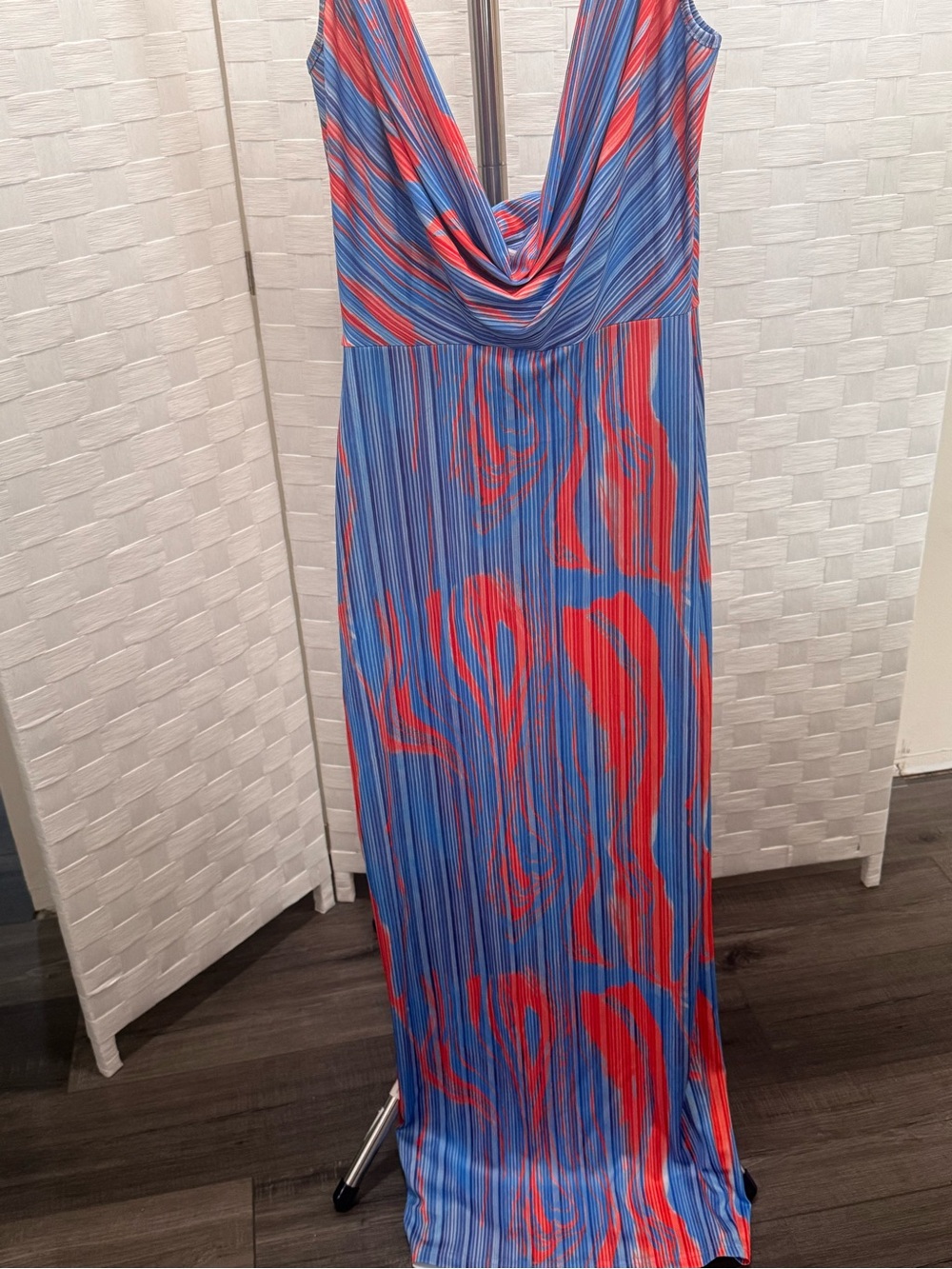 Commense Blue and Red Draped Maxi Dress